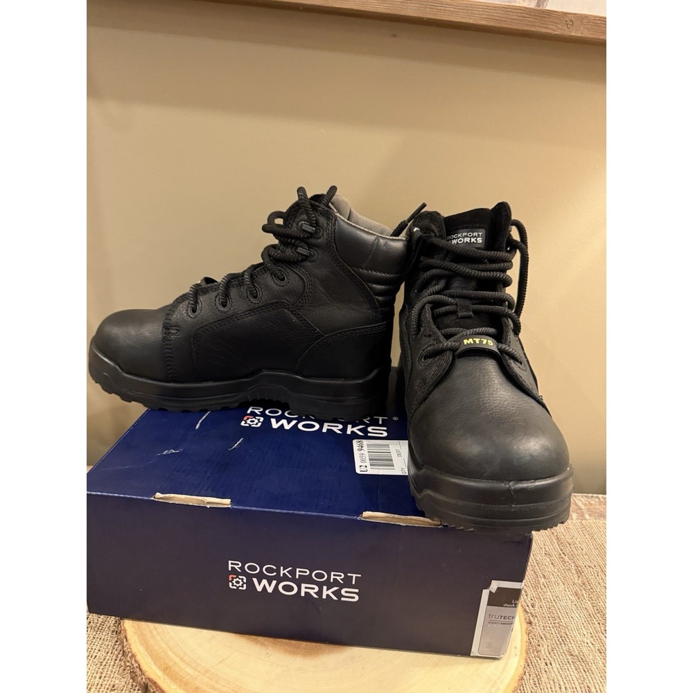 NEW Rockport Works Rk465 Slip Resistance Black Work Boots Trutech Sz-8.5